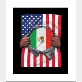 Mexico Flag American Flag Ripped - Gift for Mexican From Mexico Posters and Art